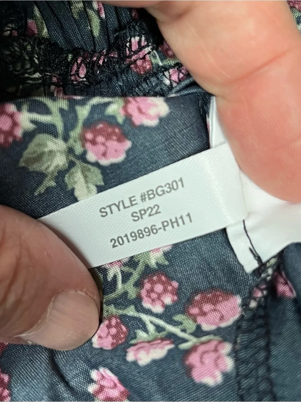 J.Crew Smocked Navy Floral Tank Top with Pink Blossoms